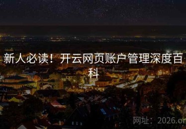 新人必读！开云网页账户管理深度百科