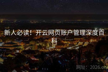 新人必读！开云网页账户管理深度百科